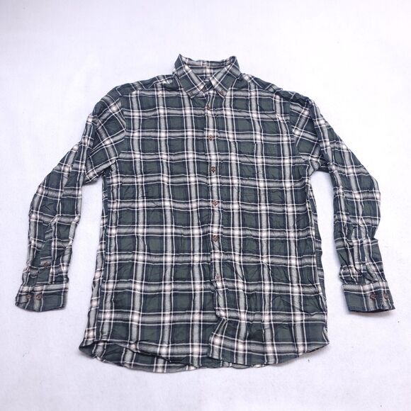 Roundtree & Yorke Tartan Flannel Casual Button Up Shirt Mens Size Medium M Green - Picture 2 of 10